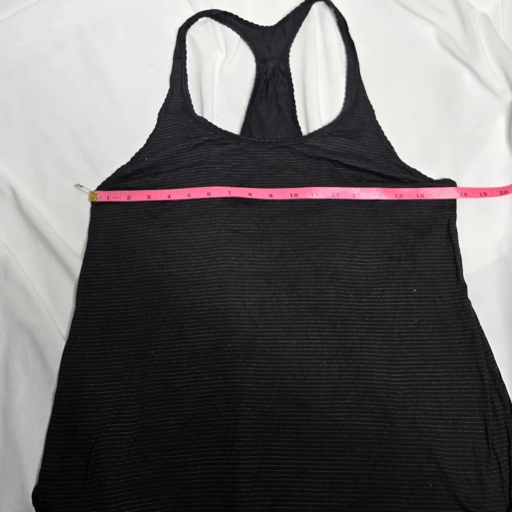 LULULEMON‎ black striped 105 F racerback scalloped edge singlet luon tank top S